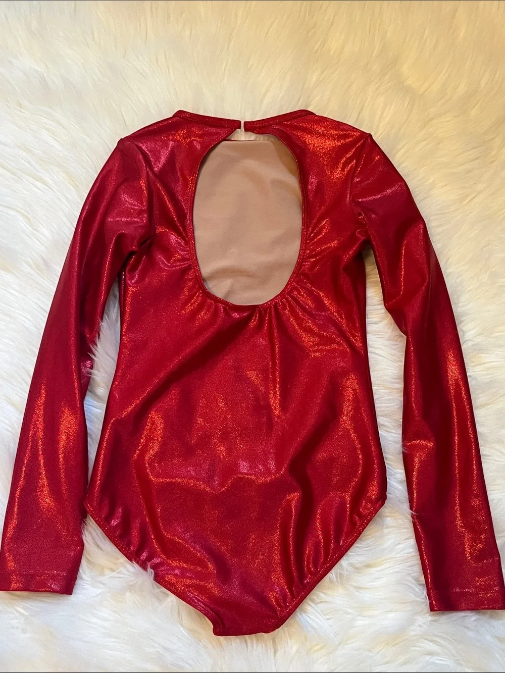 Double Platinum Red Long-Sleeve One-Piece Leotard